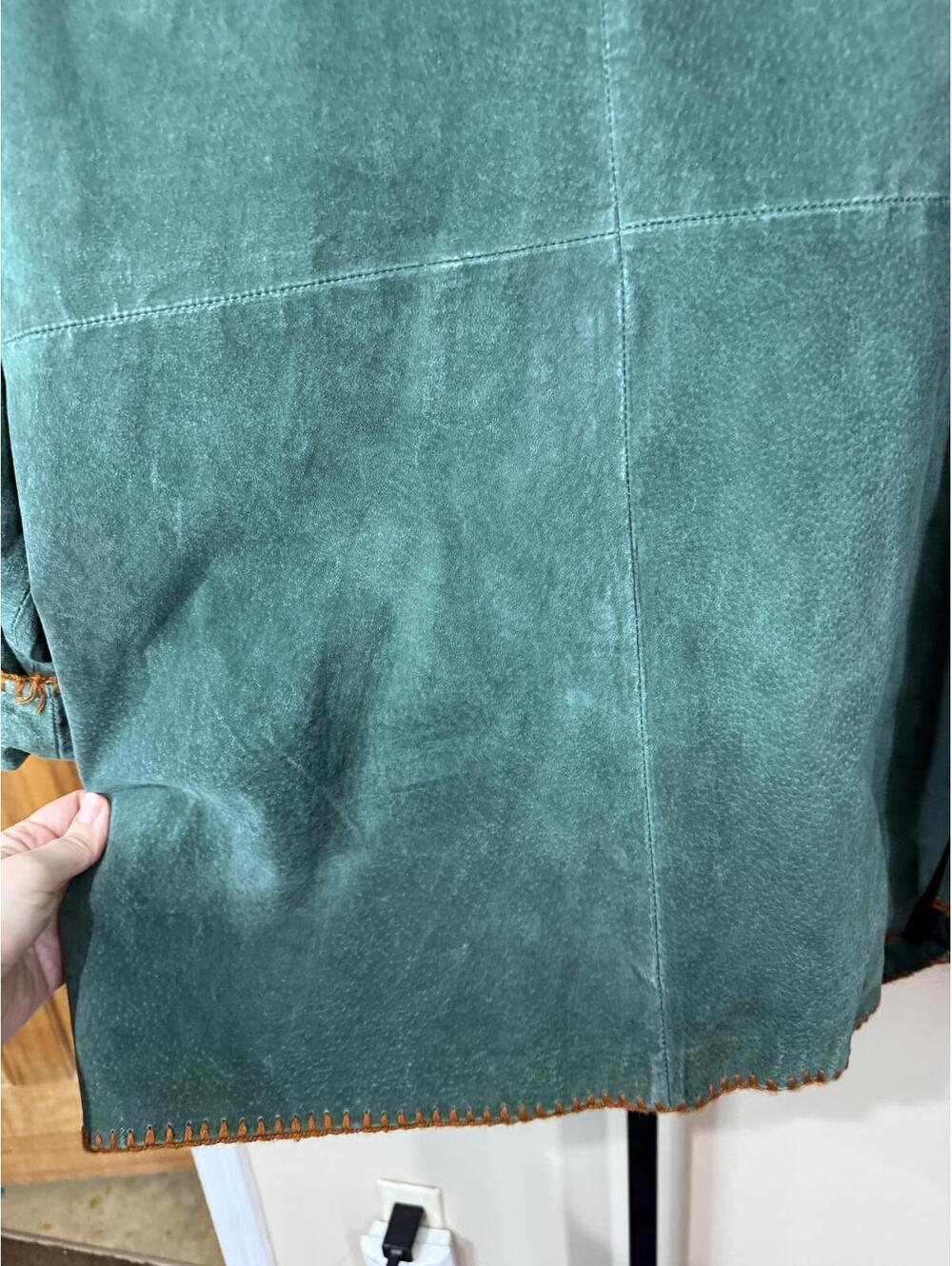 Bob Mackie Green Suede Women's Coat with Leaf Embroidery 2X - Picture 11 of 11